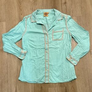 Tory Burch Aqua and Orange Blouse